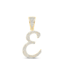  10k Yellow Gold Mens Round Diamond E Initial Letter Pendant 3/4 Cttw