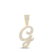  10k Yellow Gold Mens Round Diamond G Initial Letter Pendant 7/8 Cttw