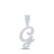  10k White Gold Mens Round Diamond G Initial Letter Charm Pendant 7/8 Cttw