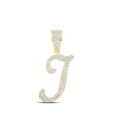  10k Yellow Gold Mens Round Diamond I Initial Letter Charm Pendant 5/8 Cttw