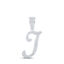  10k White Gold Mens Round Diamond I Initial Letter Charm Pendant 5/8 Cttw