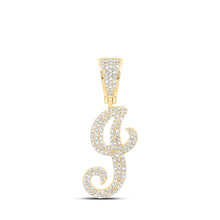  10k Yellow Gold Mens Round Diamond J Initial Letter Pendant 3/4 Cttw