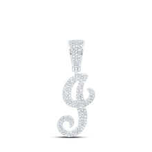  10k White Gold Mens Round Diamond J Initial Letter Charm Pendant 3/4 Cttw