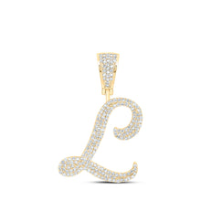  10k Yellow Gold Mens Round Diamond L Initial Letter Charm Pendant 7/8 Cttw