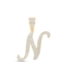  10k Yellow Gold Mens Round Diamond N Initial Letter Charm Pendant 1 Cttw