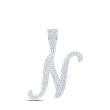  10k White Gold Mens Round Diamond N Initial Letter Charm Pendant 1 Cttw