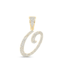  10k Yellow Gold Mens Round Diamond O Initial Letter Charm Pendant 7/8 Cttw