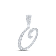  10k White Gold Mens Round Diamond O Initial Letter Charm Pendant 7/8 Cttw