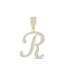  10k Yellow Gold Mens Round Diamond R Initial Letter Charm Pendant 1 Cttw