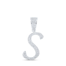  10k White Gold Mens Round Diamond S Initial Letter Charm Pendant 5/8 Cttw