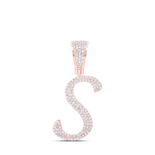 10k Rose Gold Mens Round Diamond S Initial Letter Charm Pendant 5/8 Cttw