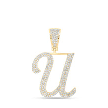  10k Yellow Gold Mens Round Diamond U Initial Letter Charm Pendant 1 Cttw
