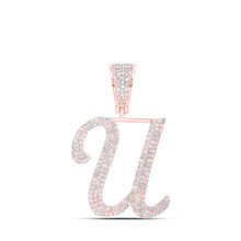  10k Rose Gold Mens Round Diamond U Initial Letter Charm Pendant 1 Cttw