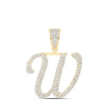  10k Yellow Gold Mens Round Diamond W Initial Letter Charm Pendant 1-1/4 Cttw