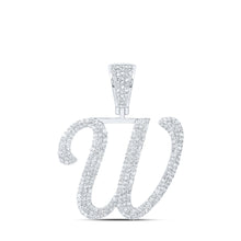  10k White Gold Mens Round Diamond W Initial Letter Charm Pendant 1-1/4 Cttw