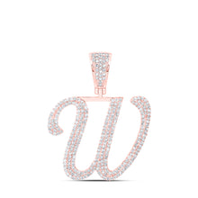  10k Rose Gold Mens Round Diamond W Initial Letter Charm Pendant 1-1/4 Cttw
