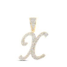  10k Yellow Gold Mens Round Diamond X Initial Letter Charm Pendant 1 Cttw