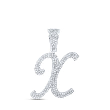  10k White Gold Mens Round Diamond X Initial Letter Charm Pendant 1 Cttw