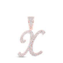  10k Rose Gold Mens Round Diamond X Initial Letter Charm Pendant 1 Cttw
