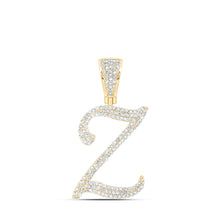  10k Yellow Gold Mens Round Diamond Z Initial Letter Charm Pendant 7/8 Cttw