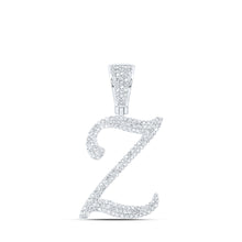  10k White Gold Mens Round Diamond Z Initial Letter Charm Pendant 7/8 Cttw