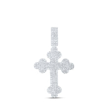  10k White Gold Mens Round Diamond Cross Charm Pendant 2 Cttw