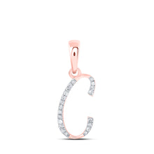  10k Rose Gold Womens Round Diamond C Initial Letter Pendant 1/20 Cttw