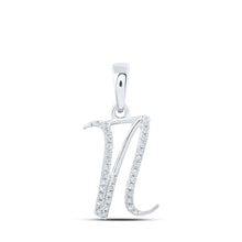  10k White Gold Womens Round Diamond N Initial Letter Pendant 1/10 Cttw