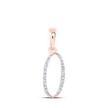  10k Rose Gold Womens Round Diamond O Initial Letter Pendant 1/12 Cttw