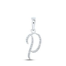  10k White Gold Womens Round Diamond P Initial Letter Pendant 1/12 Cttw