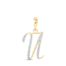  10k Yellow Gold Womens Round Diamond U Initial Letter Pendant 1/10 Cttw