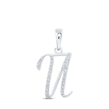 10k White Gold Womens Round Diamond U Initial Letter Pendant 1/10 Cttw