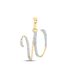  10k Yellow Gold Womens Round Diamond W Initial Letter Pendant 1/8 Cttw