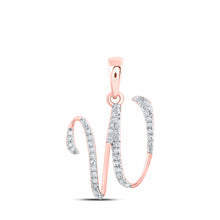  10k Rose Gold Womens Round Diamond W Initial Letter Pendant 1/8 Cttw