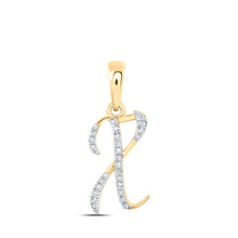  10k Yellow Gold Womens Round Diamond X Initial Letter Pendant 1/12 Cttw