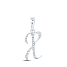  10k White Gold Womens Round Diamond X Initial Letter Pendant 1/12 Cttw