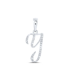  10k White Gold Womens Round Diamond Y Initial Letter Pendant 1/10 Cttw
