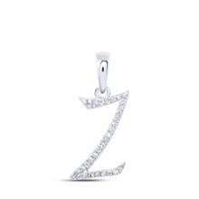  10k White Gold Womens Round Diamond Z Initial Letter Pendant 1/10 Cttw