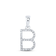  10k White Gold Womens Round Diamond B Initial Letter Pendant 1/8 Cttw