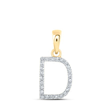  10k Yellow Gold Womens Round Diamond D Initial Letter Pendant 1/10 Cttw