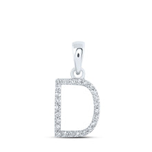 10k White Gold Womens Round Diamond D Initial Letter Pendant 1/10 Cttw