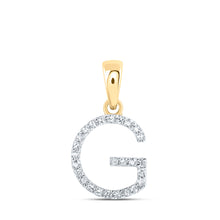  10k Yellow Gold Womens Round Diamond G Initial Letter Pendant 1/10 Cttw