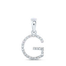  10k White Gold Womens Round Diamond G Initial Letter Pendant 1/10 Cttw