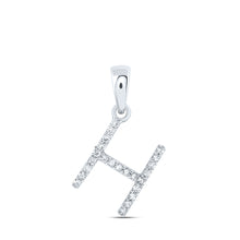  10k White Gold Womens Round Diamond H Initial Letter Pendant 1/10 Cttw