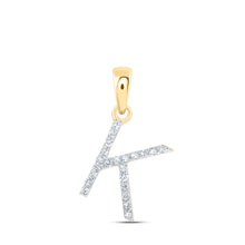  10k Yellow Gold Womens Round Diamond K Initial Letter Pendant 1/10 Cttw