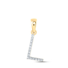  10k Yellow Gold Womens Round Diamond L Initial Letter Pendant 1/20 Cttw