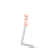  10k Rose Gold Womens Round Diamond L Initial Letter Pendant 1/20 Cttw