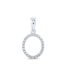  10k White Gold Womens Round Diamond O Initial Letter Pendant 1/10 Cttw