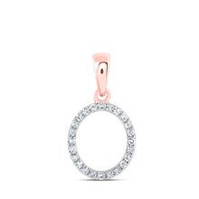  10k Rose Gold Womens Round Diamond O Initial Letter Pendant 1/10 Cttw