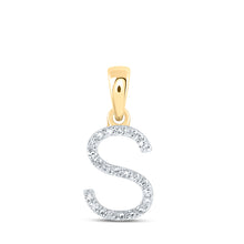  10k Yellow Gold Womens Round Diamond S Initial Letter Pendant 1/10 Cttw